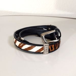 Brighton Black Leather W/ Various Animal Patterned Metal Embellished Belt